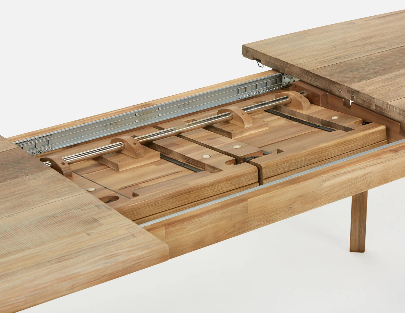 DALTON — Rustic farmhouse extendable acacia wood dining table 180cm - Image 8