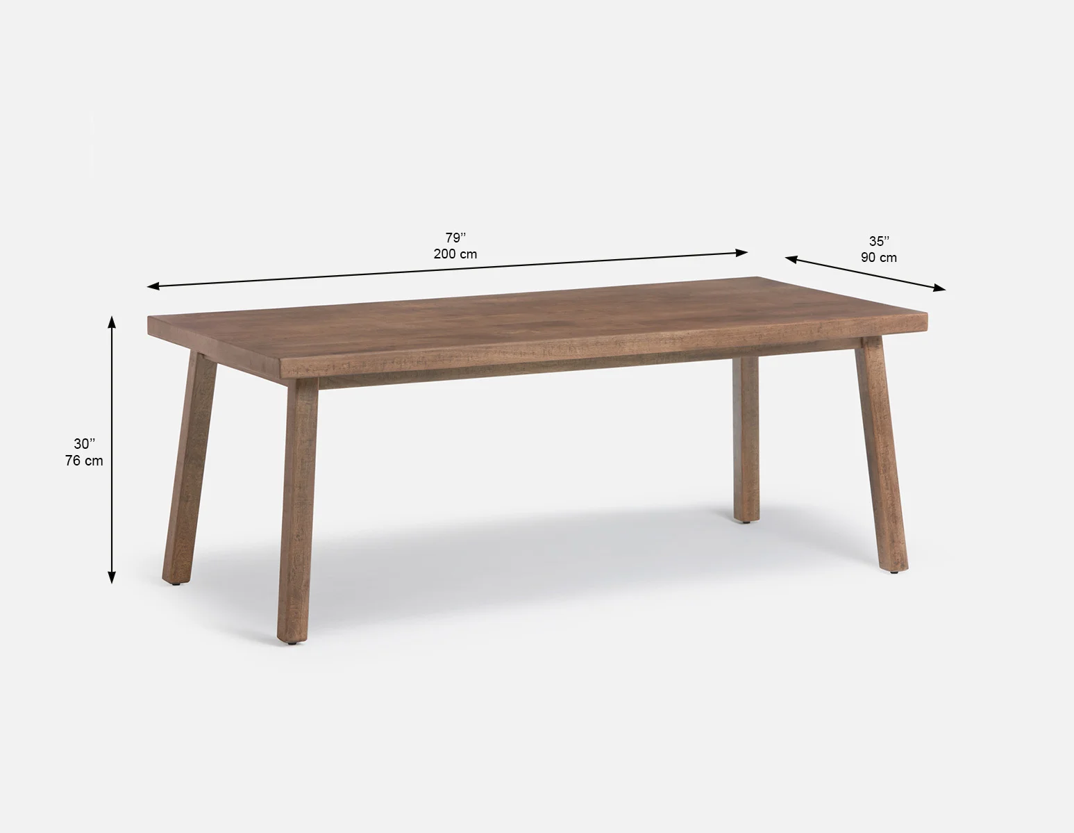 THESSALIA — Rustic farmhouse distressed solid mango wood dining table 200 cm (21-58-86-96) - Image 9
