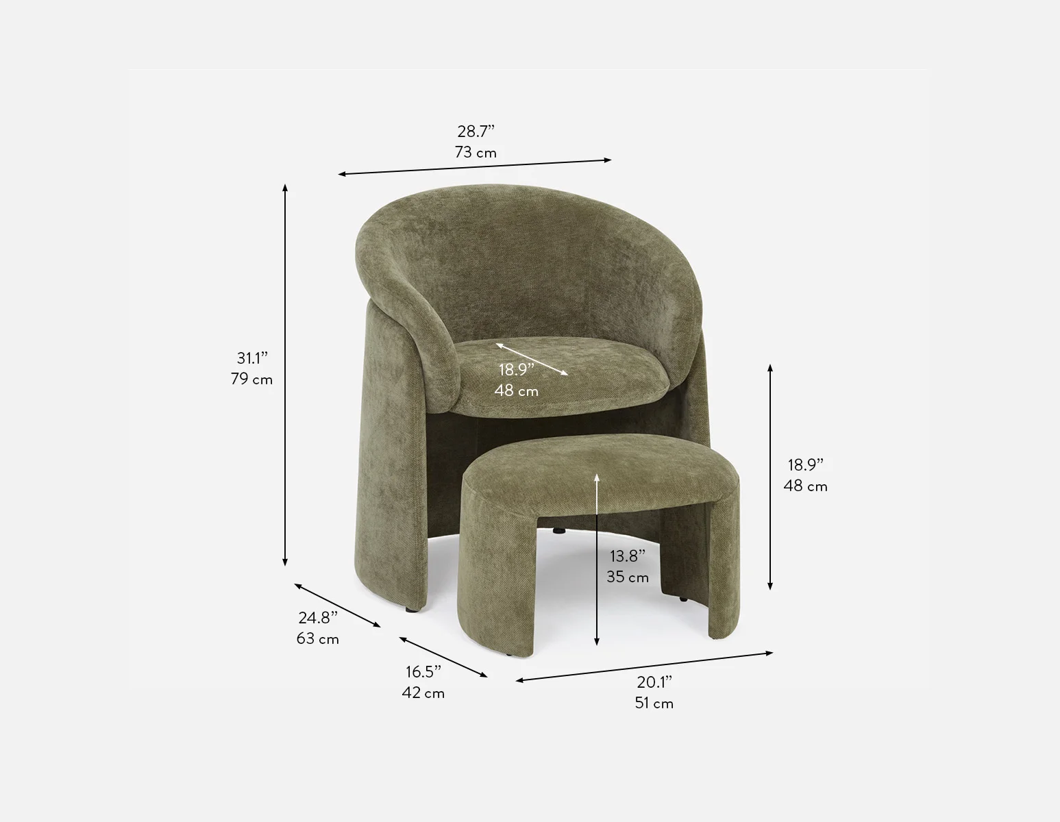 HANCHA — Modern accent chair with ottoman (03-82-64-70) - Image 13