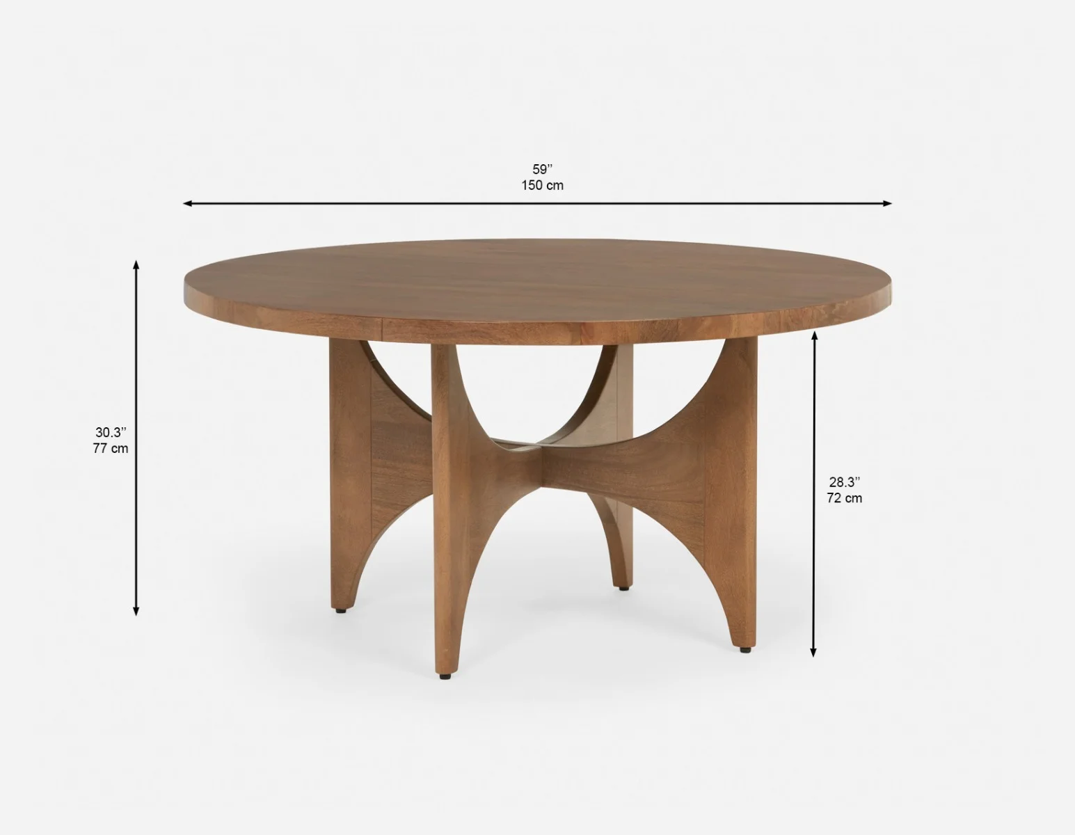 ROSETTA — Elegant mango wood round dining table 150 cm - Image 9