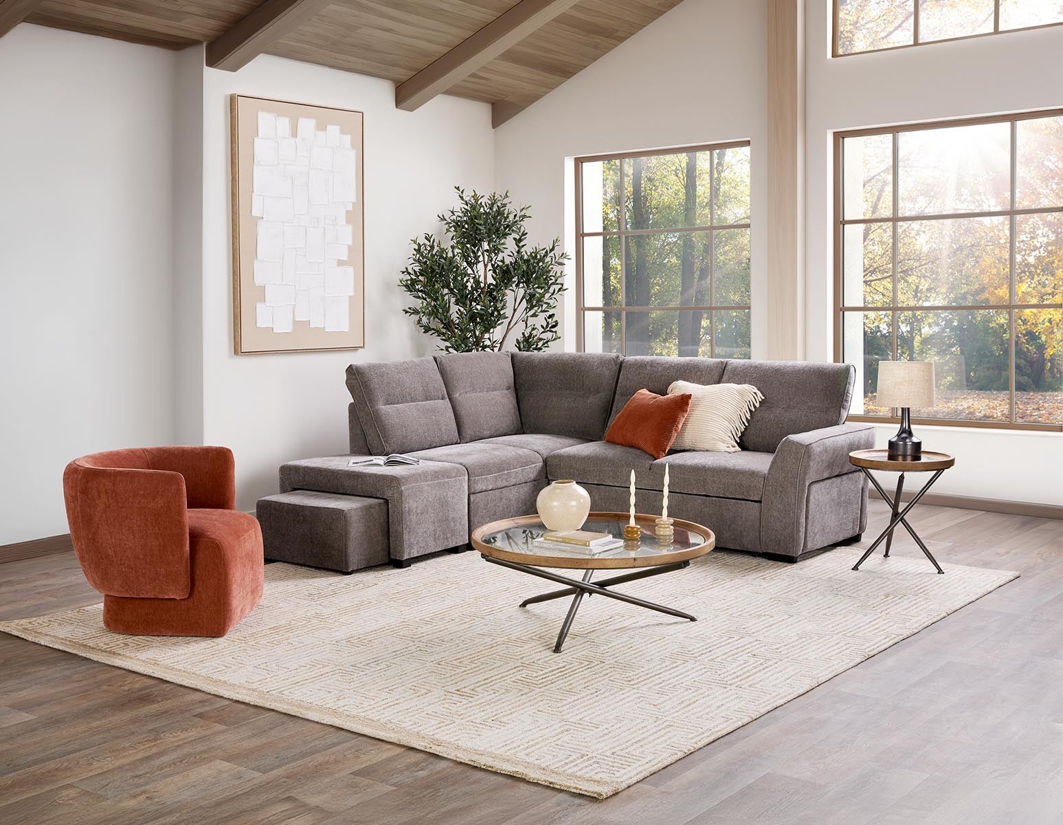 MINNESOTA — Left-facing sectional sofa-bed with storage (12-24-39-30)