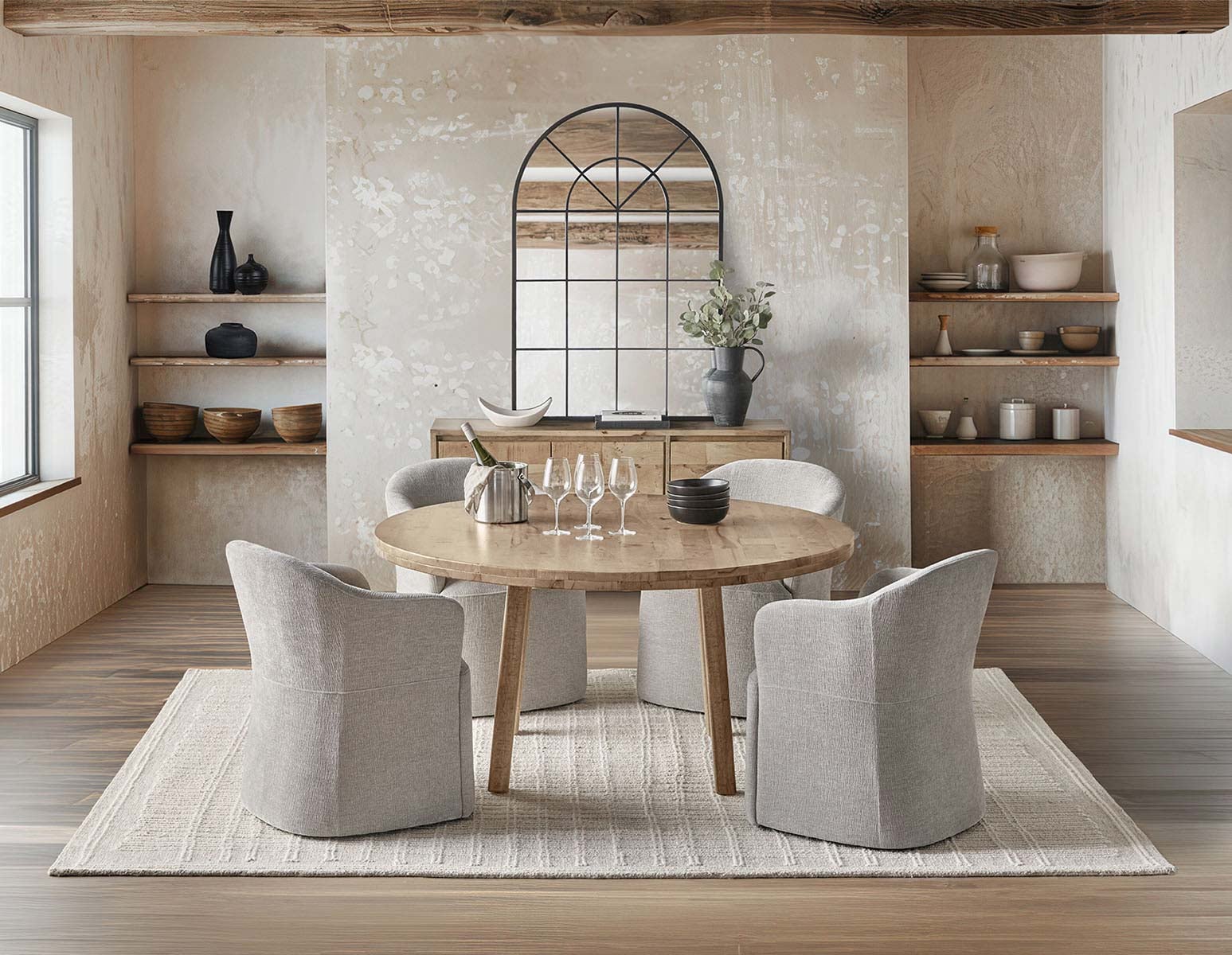 THESSALIA — Distressed solid mango wood dining table 150 cm (21-99-94-42)