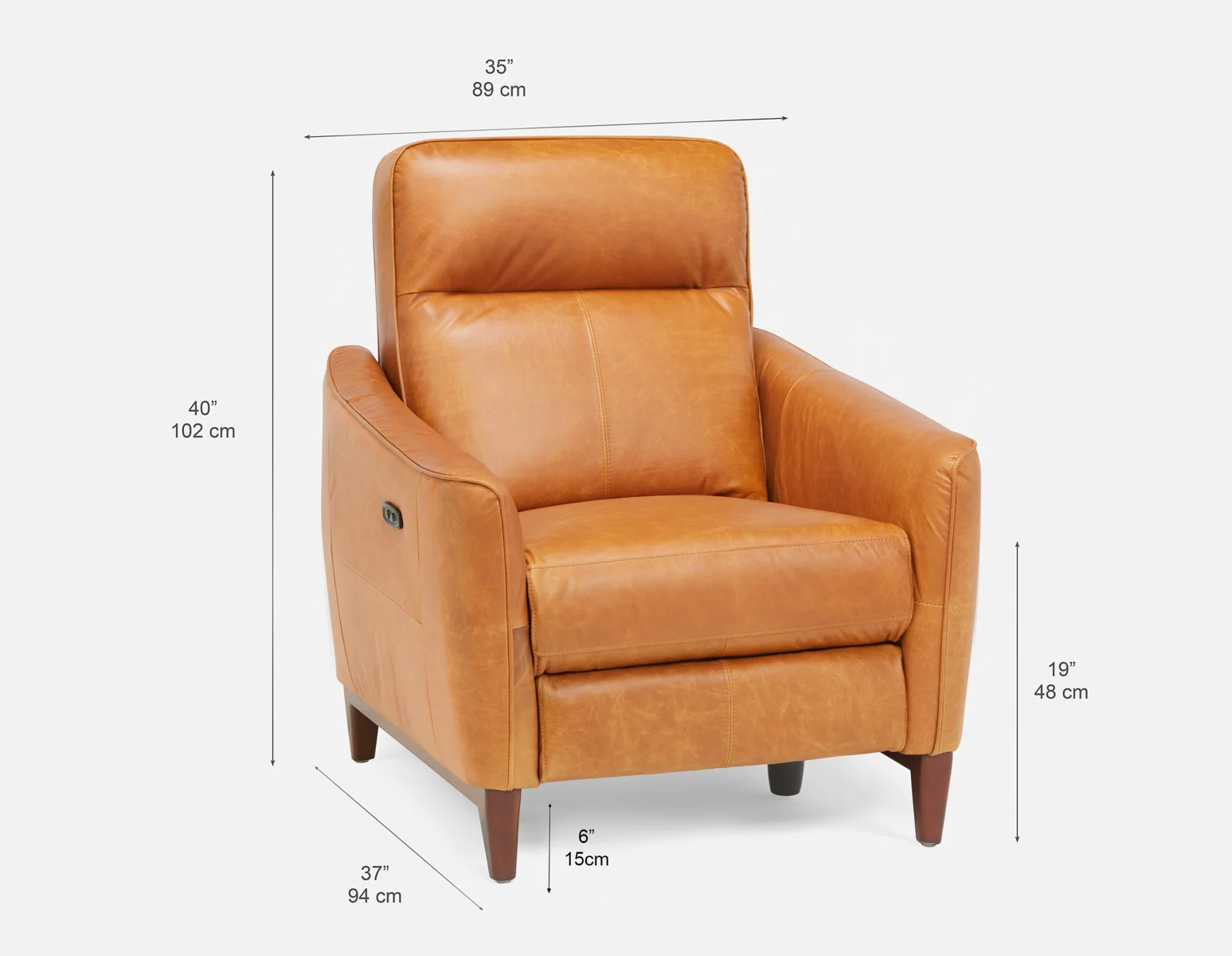 PALMER — Contemporary modern power-reclining 100% leather armchair (03-96-81-49) - Image 10