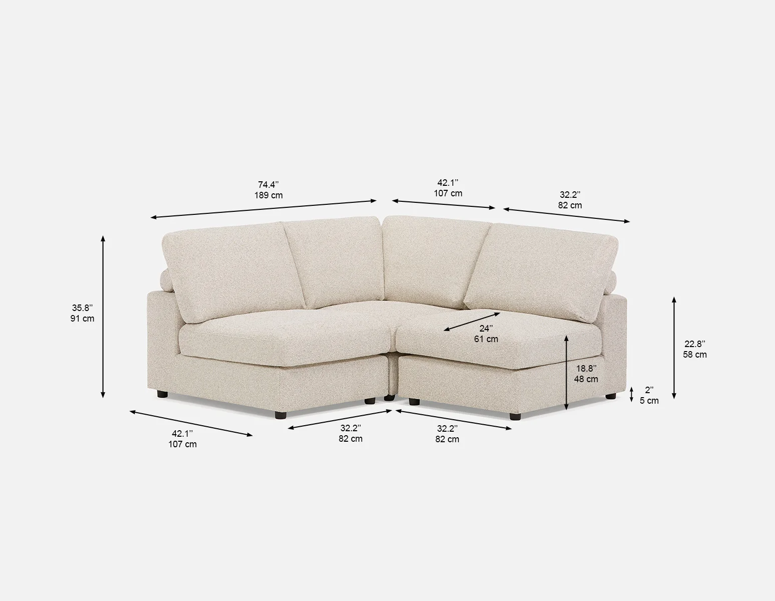OLISA — 3-pc modular interchangeable sofa (88-72-42-95) - Image 9