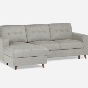RENEE — Mid-century modern left-facing sectional sofa-bed with storage (91-23-69-30)